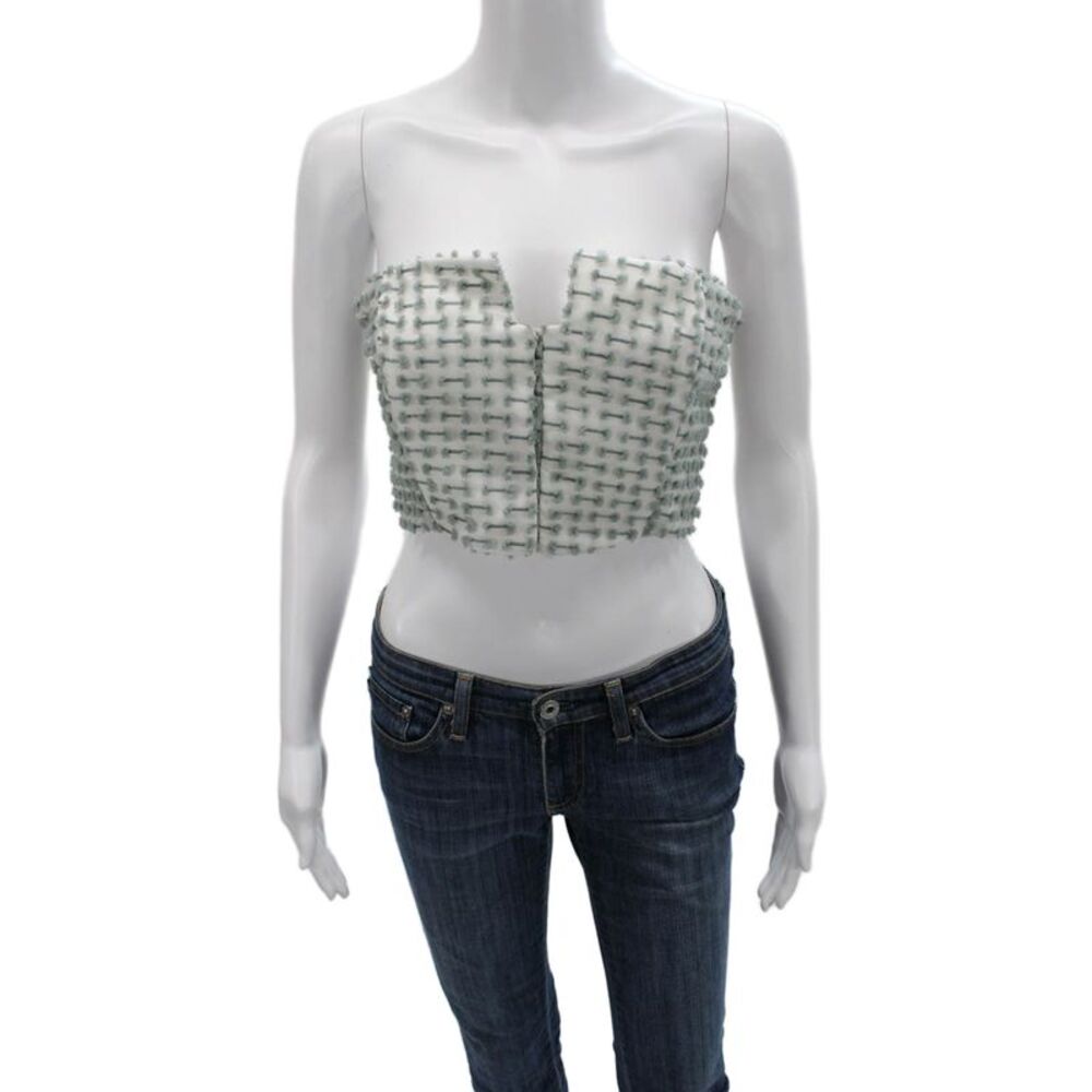 Black Iris Womens Cropped Sleeveless Top White Hook & Eye Designer Size 4
